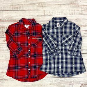 Girls Pretty in Plaid Button Up Shirt 2-Piece Set